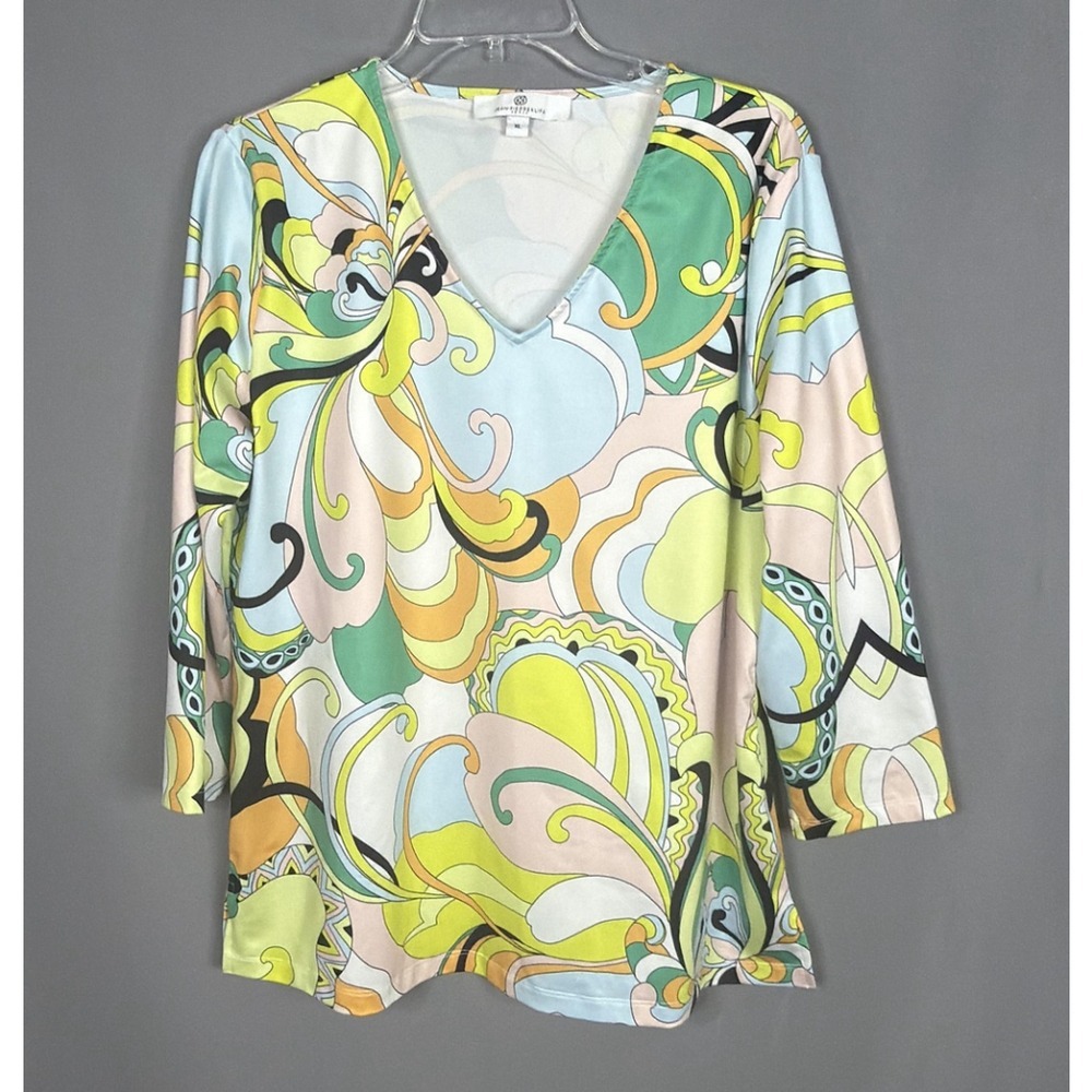 Jean-Pierre Klifa Top Womens XL Multicolor Paisley Tunic Retro Resort Cruise